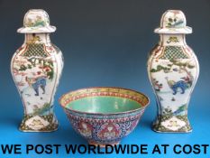 An 18thC Chinese bowl together with a pa