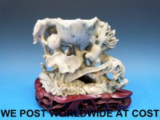 A Chinese jadeite open work carving of a