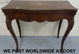 A 19thC rosewood quarter veneered fold o