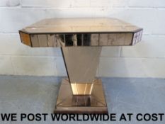 An Art Deco glass table (61cm square, he