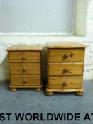 Two small pine bedside chests of drawers