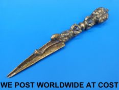 A 17thC / 18thC Tibetan bronze phurba ri