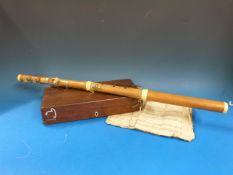 A 19thC fitted-cased boxwood and ivory f