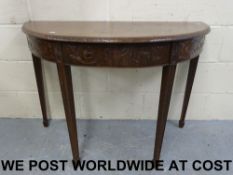 A Shoolbred mahogany demi-lune side tabl
