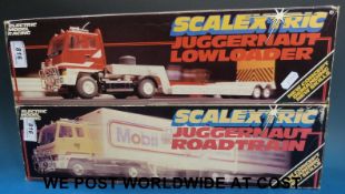 Two Scalextric electric model racing lor