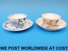 An 18thC blue and white tea bowl and sau