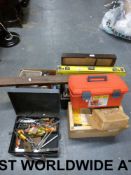 Three boxes of tools including engineeri