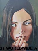 Oil on canvas of a young woman signed lo