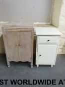 A limed oak cupboard with six small shel