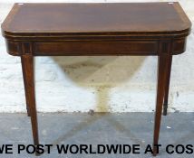 A 19thC mahogany line inlaid and cross b