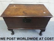 A 19thC oak Bible box with iron fittings