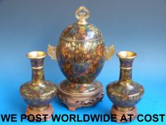A 20thC Chinese cloisonne garniture on c