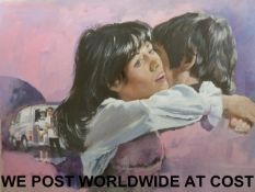 John Heseltine: Acrylic of a couple embr