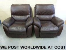 A La-z-boy three-piece suite in brown le