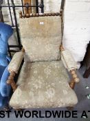 An upholstered bobbin  turned chair