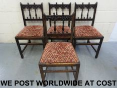 A set of four Gothic / Moorish style oak