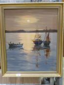Oil on board of fishing boats at sea, si