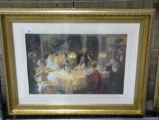 A pair of gilt framed prints of a weddin