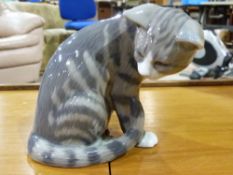 A Royal Copenhagen model of a cat, heigh