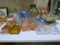 A quantity of various coloured glassware