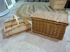 A wicker hamper together with a wicker b