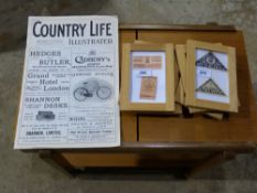 A quantity of framed ephemera/labels etc