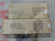 A walnut wine rack and a similar shoe ra