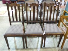 Three Art Nouveau oak dining chairs