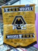 A signed Wolves football club pennant