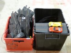 A quantity of Scalextric track, cars and