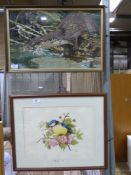 Two tapestry pictures, one of an otter t