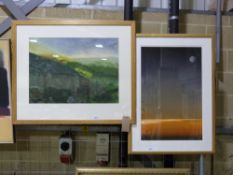 Two modern framed pastels