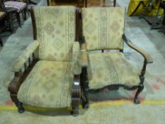 A 19th century armchair together with an