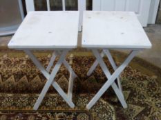 Two folding white painted occasional tab