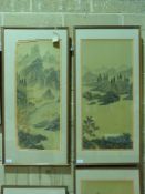 Four oriental landscapes on silk