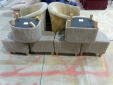 Six small upholstered footstools