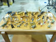 A quantity of lead zoo animals, some mar