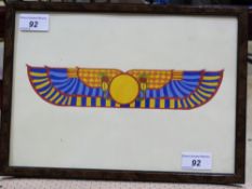 An Egyptian style gouache of winged desi