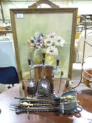 An Art Deco companion set, fire kerb, fi