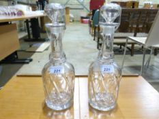 A pair of 19th century cut glass decante