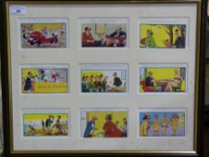 Two framed sets of Trow humorous postcar