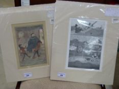 A quantity of mounted prints including s