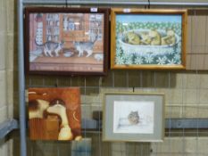 A quantity of various novelty cat prints