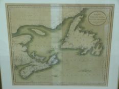 Two framed maps, one of Nova Scotia the