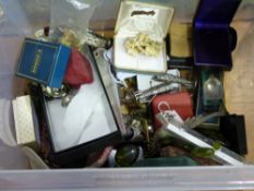 A box of collectables and costume jewell