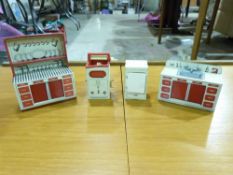 A quantity of tinplate toy kitchen units
