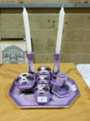 A dressing table set decorated with scen