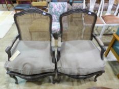 Two 19th century style bergere armchairs