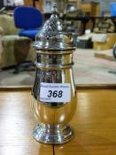A hallmarked silver sugar caster, 146g
