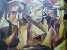 D. Neilson cubism style oil on canvas of
